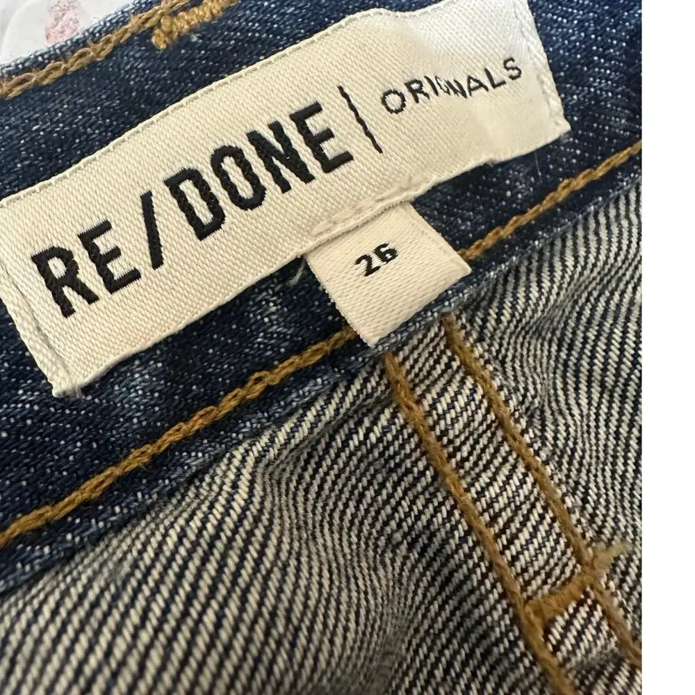 Re/Done High Waist Button Fly Straight Leg Jean